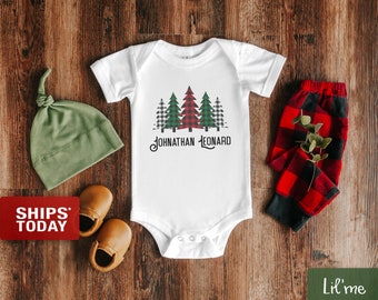 red plaid baby onesie