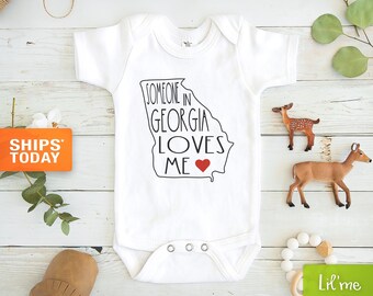 Baby Clothes Tan Bodysuit State Baby Clothing Newborn Baby Shower Gift GEORGIA Baby Onesie\u00ae Boho Bodysuits Infant Minimalist Baby