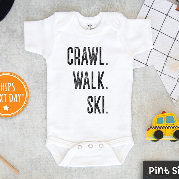 Ski Baby Onesie® -  Crawl- Walk- Ski Baby Onesie® - Cute Skiing Lover Bodysuit