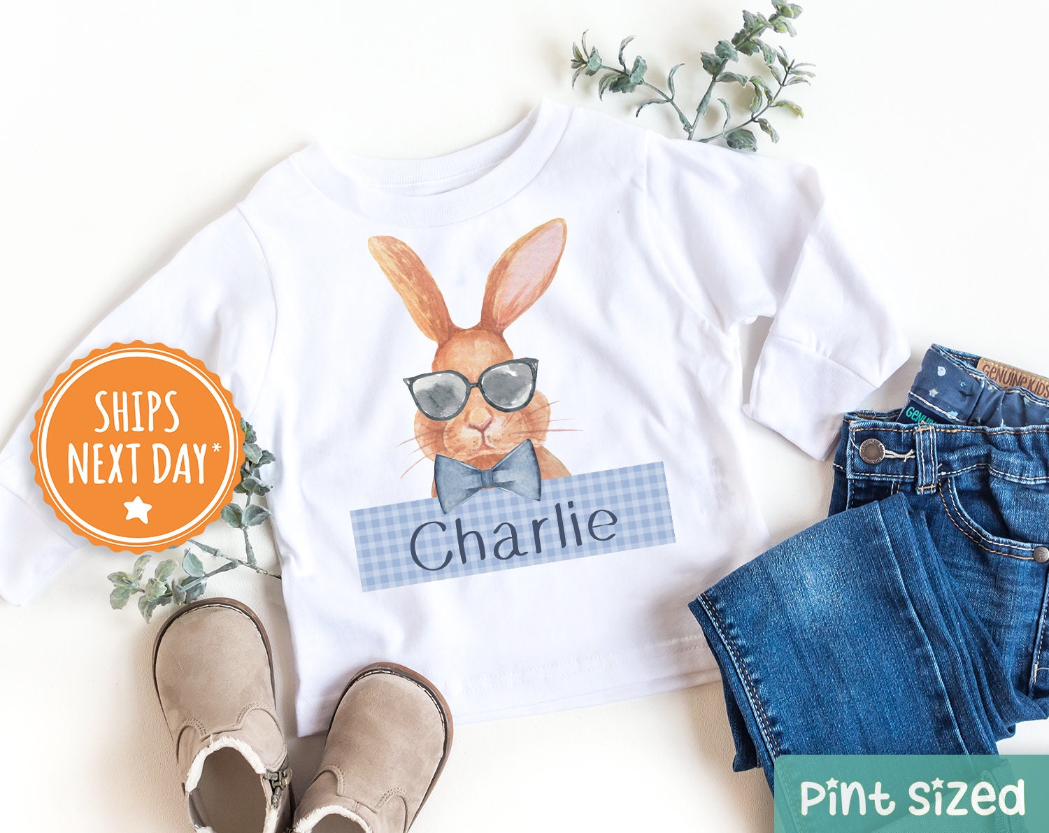 Personalisiertes Namenshasen Kinder Sweatshirt - Peter Rabbit Junge Kleinkind Rundhalsausschnitt - Süßer Osterhasen Pullover
