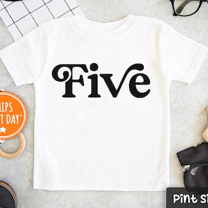 Fifth Birthday Toddler Shirt Retro Five Boy Kids Shirt 5th Birthday Gift Short Sleeve White Shirt