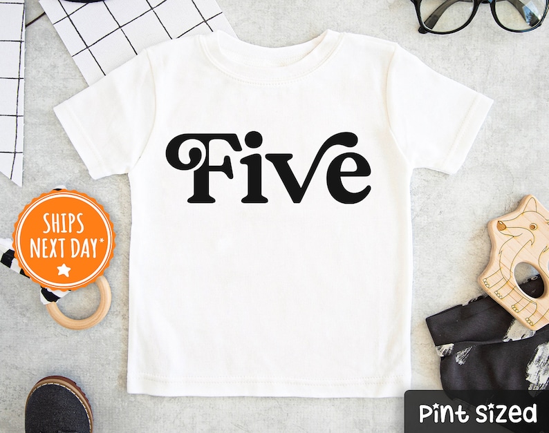 Fifth Birthday Toddler Shirt Retro Five Boy Kids Shirt 5th Birthday Gift Short Sleeve White Shirt