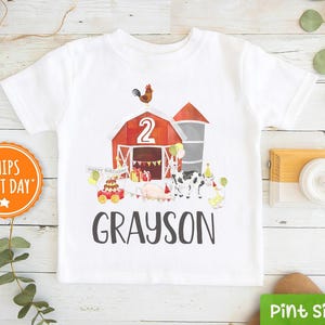 Second Birthday Farm Shirt- Personalized Two Barn Animals Birthday Boy- 2nd Farm Birthday Boy shirt
