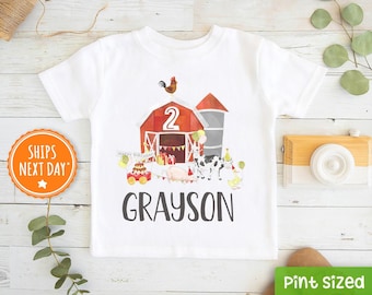 Second Birthday Farm Shirt- Personalized Two Barn Animals Birthday Boy- 2nd Farm Birthday Boy shirt