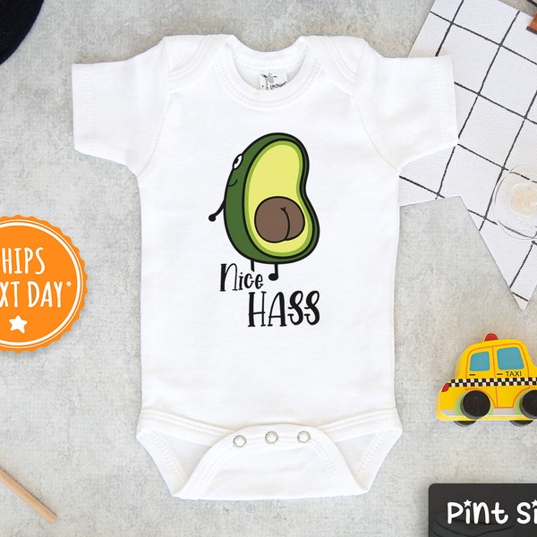 Funny Avocado Baby Onesie® - Nice Hass Baby Onesie® - Funny Guacamole Baby Onesie® - Funny Avocado Butt Baby Onesie®