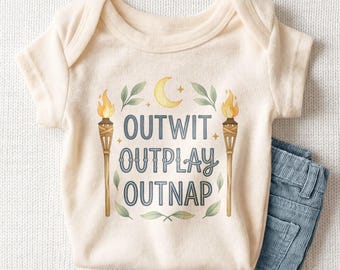 Outwit Outplay Outnap Baby Onesie - Funny Survivor TV Show Bodysuit