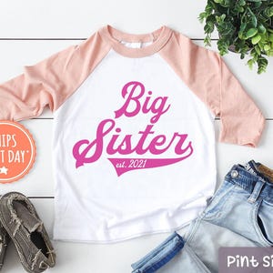 Big Sister Raglan - Big Sister Shirt -New Big Sister Shirt - Cute Big Sister Kids Tee - Personalized Announcement