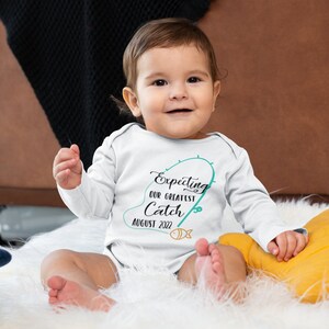 Personalized Announcement Baby Onesie® Expecting Our Greatest Catch Bodysuit image 3