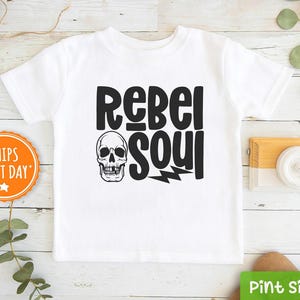 Rebel Soul Toddler Shirt - Boys Hipster Shirt - Edgy Skull Kids Tee