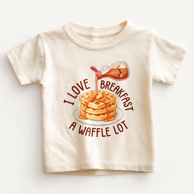 I Love Breakfast A Waffle Lot Kids Shirt - Funny Waffle Pun Toddler Tee image 1