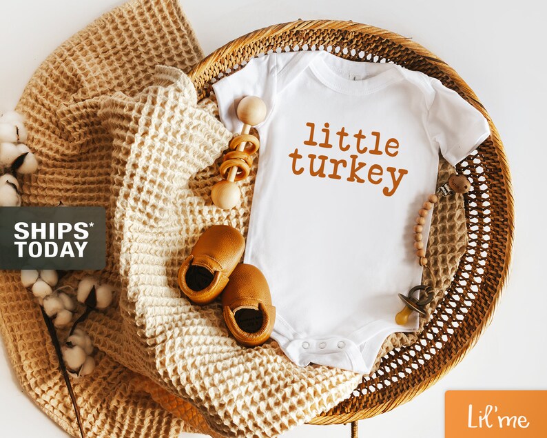 Little Turkey Baby Onesie® Fall Baby Onesie®s Cute Fall image 0