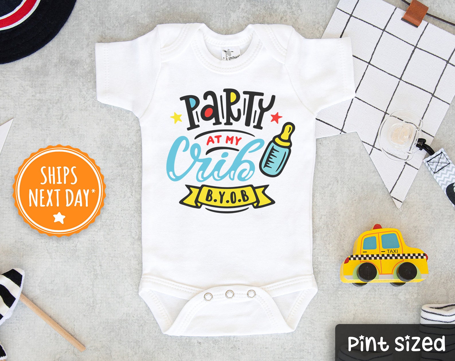 Party at My Crib Onesie® Funny Baby Onesie® Cute Bottle Etsy