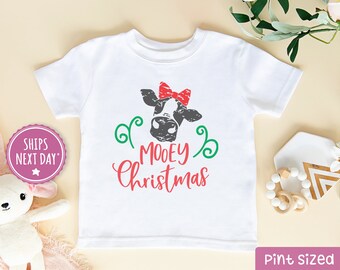 Mooey Christmas Kids Shirt - Funny Christmas Pun Toddler Shirt- Cow Kids Shirt