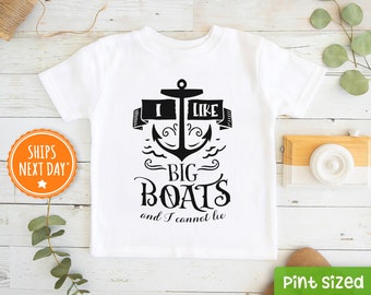 I Like Big Boats Kids Shirt -  Funny Boat Life Toddler Shirt - Summer Baseball Tee
