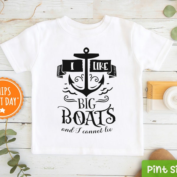 I Like Big Boats Kids Shirt -  Funny Boat Life Toddler Shirt - Summer Baseball Tee