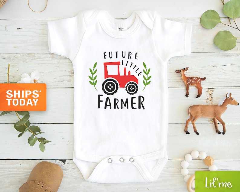 Future Little Farmer Onesie Future Farmer Baby Onesie® Cute Tractor Onesie® Country image 0