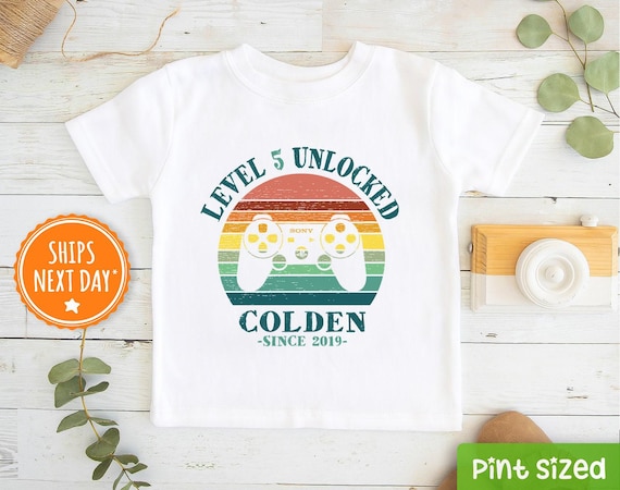 Personalized Fifth Birthday Gamer Shirt- Level Five Unlocked Birthday Boy- 5th Birthday Boy Video Game shirt- Controller Birthday Shirt