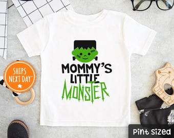 Mommy's Little Monster Toddler Shirt - Cute Halloween Kids Shirt - Boys Halloween Baseball Tee