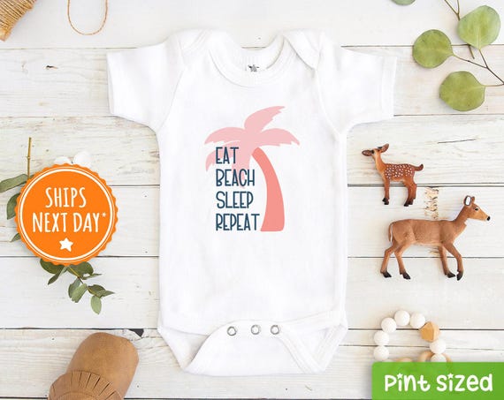 Beach Baby Onesie® - Cute Summer Baby Onesie® - Eat Sleep Beach Repeat Baby Onesie®