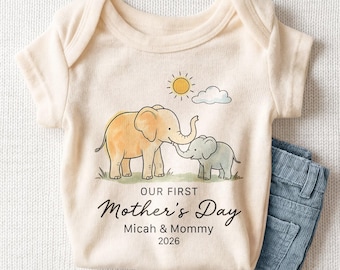 Personalized Our First Mother's Day Baby Onesie - Mommy and Me Matching