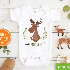 Moose Onesie® - Yoga Onesie® - Na--Moose--Ste Onesie® - Yoga Baby Clothes - Woodland Baby Shower Gift - Moose Baby Bodysuit