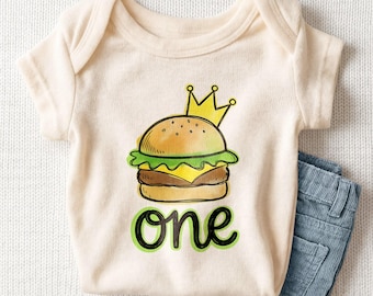 Burger King One Baby Onesie - Cute First Birthday Cheeseburger Bodysuit