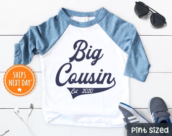 Big Cousin Boys Shirt - Big Cousin Kids Tee - New Big Cousin Shirt - Cute Big Cousin Raglan - Personalized Announcement