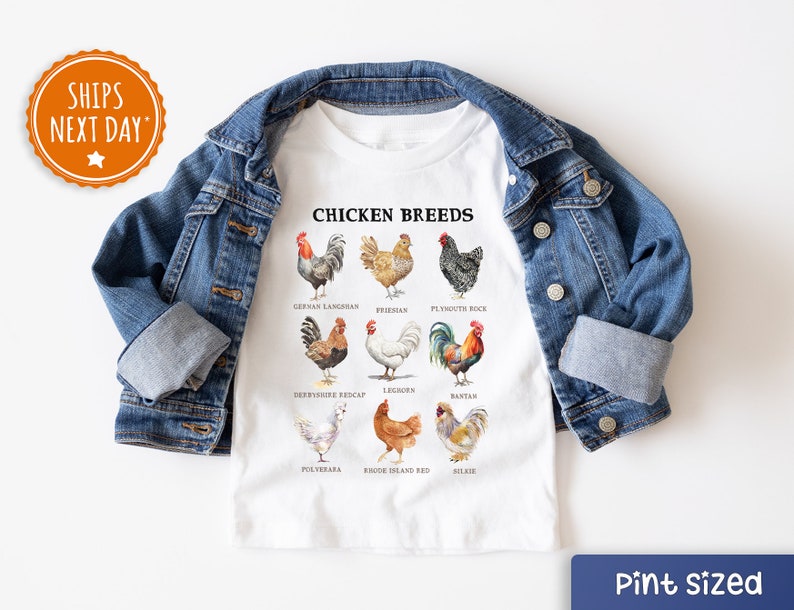 Chicken Breeds Country Toddler Shirt Farm Tee Cute Farm Animal Natural ...