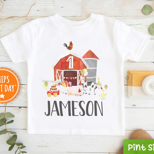 First Birthday Farm Shirt- Personalized One Barn Animals Birthday Boy Shirt- 1st Farm Birthday Boy Toddler shirt