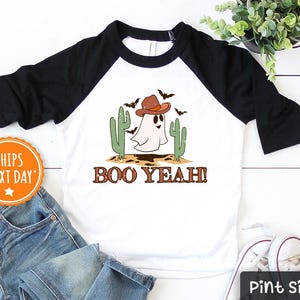 Boo Yeah Ghost Kids Shirt - Cute Natural Toddler Tee - Retro Halloween Kids Tee - Boo ya Shirt