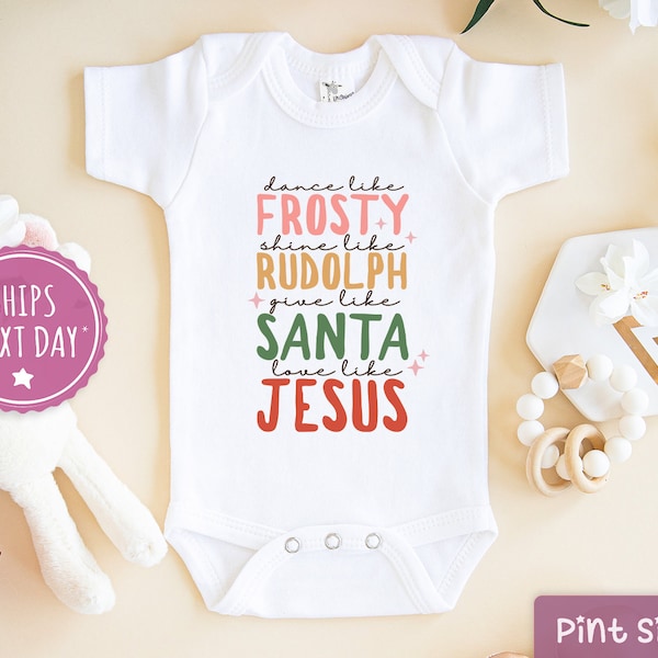 Christmas Baby Onesie® - Dance like Frosty Bodysuit - Cute Retro Reindeer Natural Onesie®  - Vintage Religious Onesie®