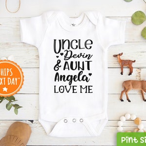 Personalized Aunt and Uncle Baby Onesie® - Custom Name Aunt/Uncle Baby Onesie® - My Aunt & Uncle Love Me Baby Onesie®