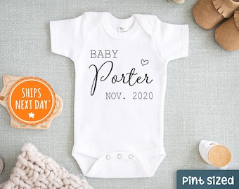Personalized Name Announcement Onesie® - Pregnancy Announcement Baby Onesie®- Funny Second Baby Onesies®- Baby Name Onesie®