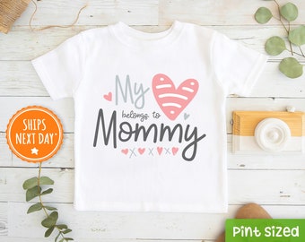 My Heart Belongs To Mommy Kids Shirt - Girls Mother's Day Toddler Tee - Cute Girls Shirt - I Love My Mommy Baseball Tee