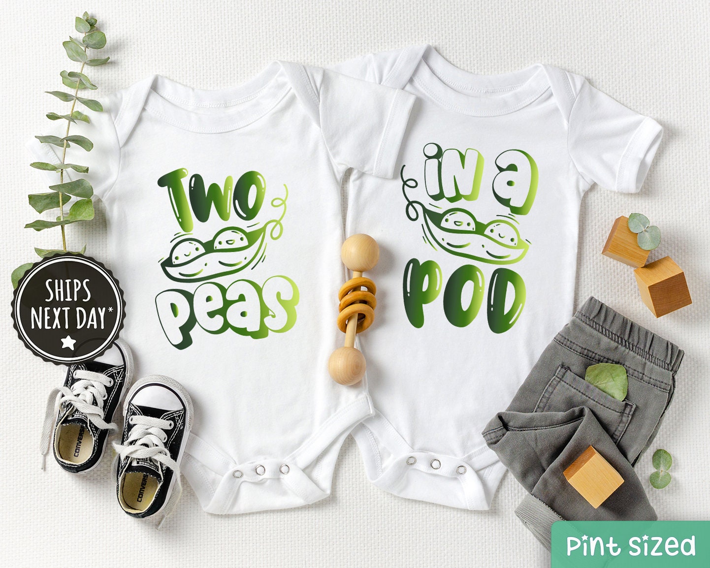 Twin Onesie® Two Peas in a Pod Twin Onesie® Funny Peas Etsy
