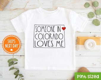 Someone In Colorado Loves Me Kids Shirt - Colorado Kids Shirt -  Loved Shirt - Long Distance Kids Gift - State baseball tee