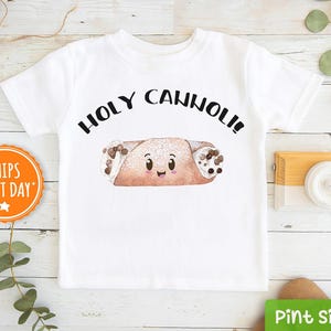 Holy Cannoli Kids Shirt- Cute Italian Toddler Shirt - Funny Food Pun Baby Baseball Tee