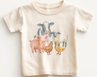 Farm Animals Kids Shirt - Cute Cow Pig Sheep Chicken Toddler Tee