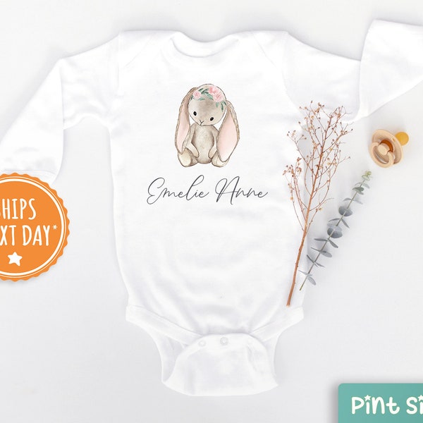 Personalized Bunny Baby Girl Onesie® - Girls Custom Name Baby Onesie® - Cute Bunny Baby Onesie® - Personalized Name Baby Gift