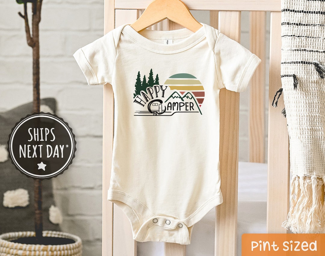 Happy Camper Baby Onesie® Natural Camping Bodysuit Little Camper Baby
