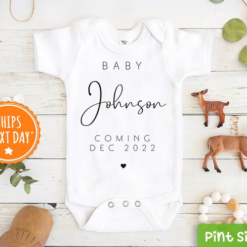 Personalized Baby Name Announcement Onesie® Pregnancy Etsy