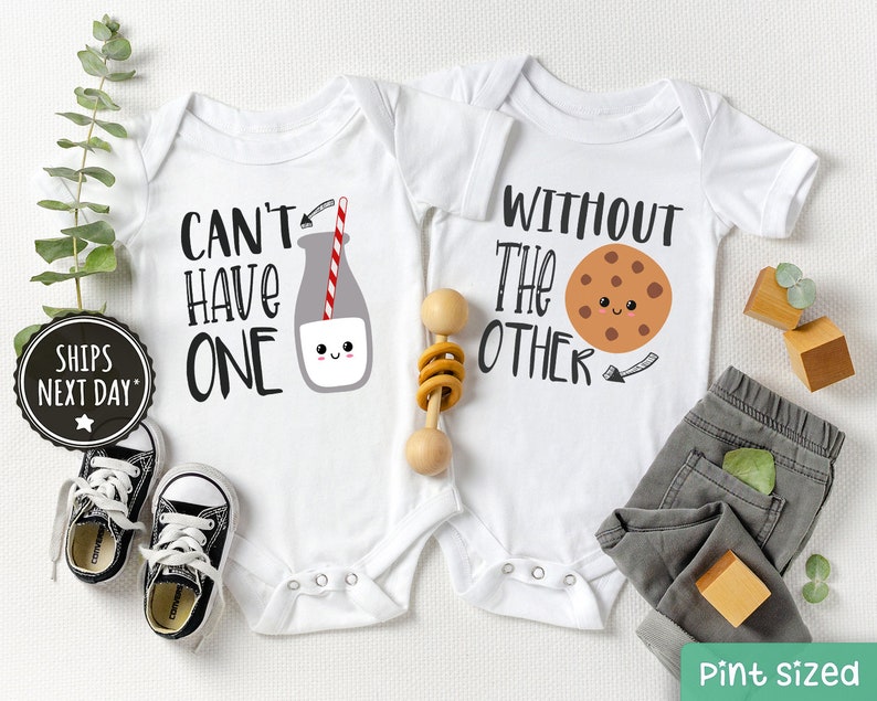 Twin Onesies® - Can't Have One- Without The Other Twin Onesies® - Funny Milk and Cookie Twin Onesies® - Cute Best Friend Twin Baby Onesies® 