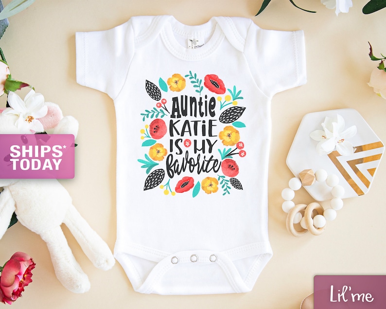 Aunt Baby Girl Shirt Personalized Auntie Is My Favorite Etsy