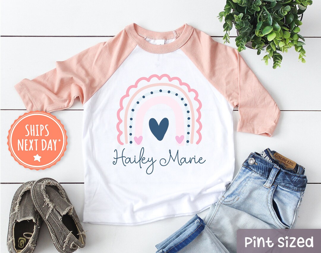 Personalized Rainbow Girls Shirt Cute Rainbow Name Kids Tee Girls