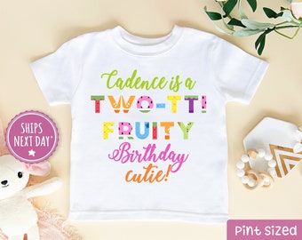 Personalized 2nd Birthday Girl Raglan 3/4 Shirt - Two-tti Fruity 2 Year Old Girl Shirt - Second Birthday Girl Outfit