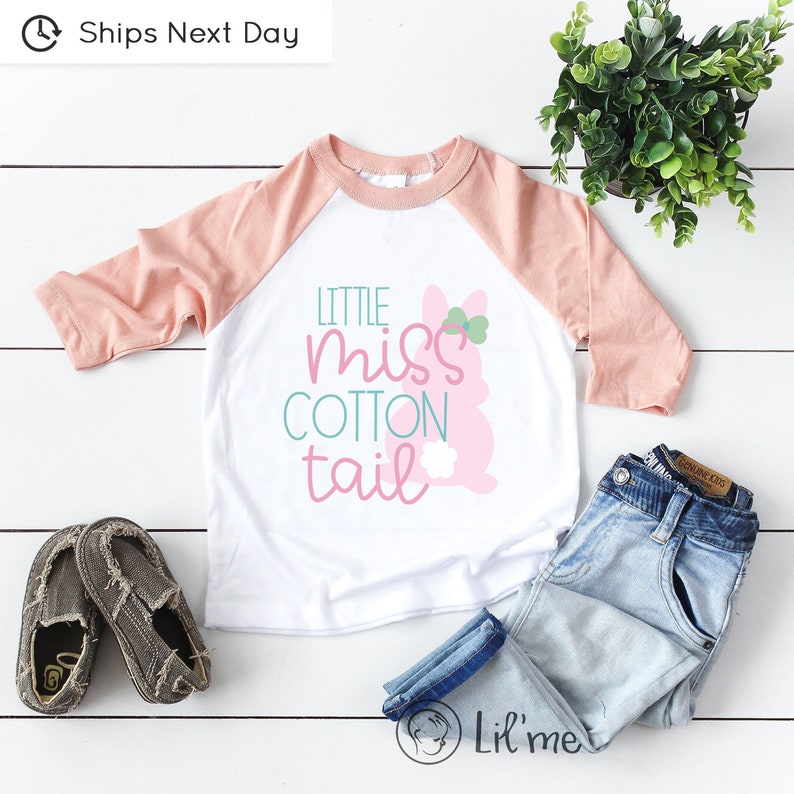 Cute Easter Baby Girl Onesie\u00ae Cute Easter Baby Girl Gift Little Miss Cotton Tail Onesie\u00ae Girls Bunny Baby Onesie\u00ae