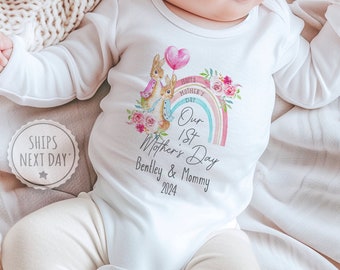 First Mother's Day Baby Onesie® - Cute Personalized Mother's Day Bodysuit - Custom Mothers Day Gift - Baby Girls Onesie®