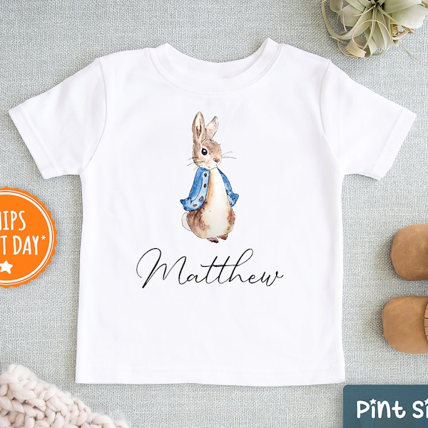 Personalized Name Bunny Kids Shirt - Custom Peter Rabbit Boy Toddler Tee- Cute Easter Bunny Baseball Tee