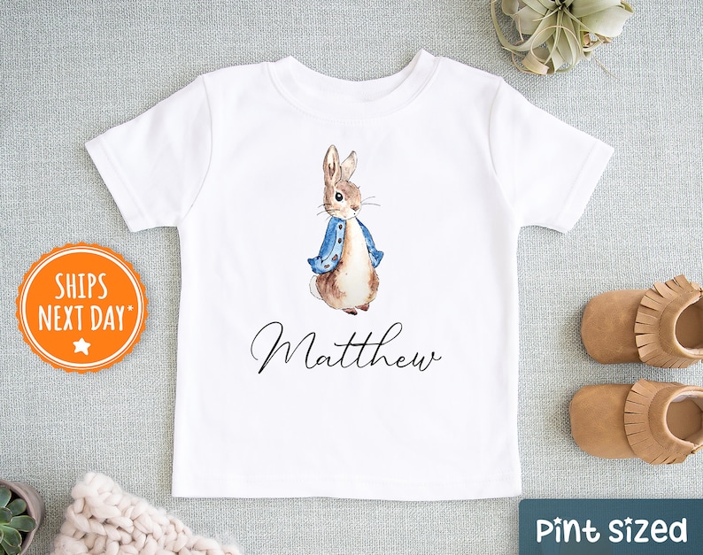 Personalized Name Bunny Kids Shirt Custom Peter Rabbit Boy image 1