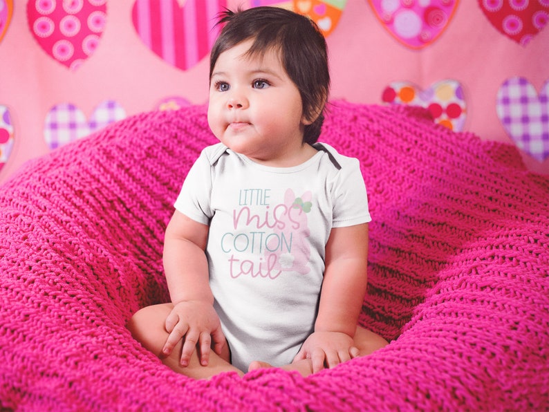 Cute Easter Baby Girl Onesie\u00ae Cute Easter Baby Girl Gift Little Miss Cotton Tail Onesie\u00ae Girls Bunny Baby Onesie\u00ae
